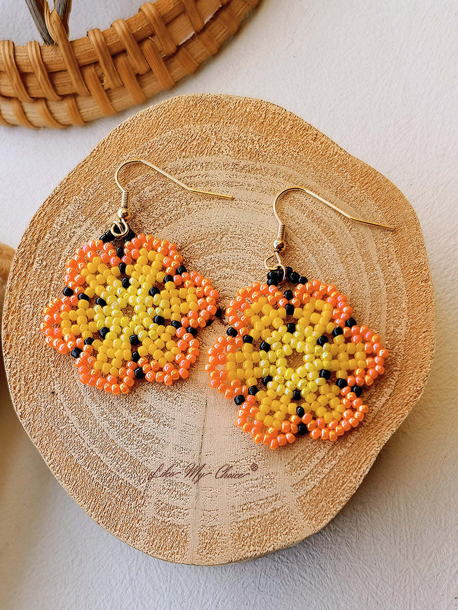 Floral Beaded Braided Drop Earrings