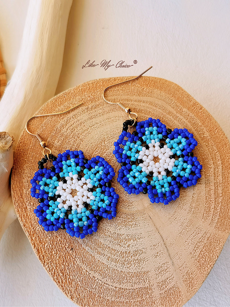 Floral Beaded Braided Drop Earrings