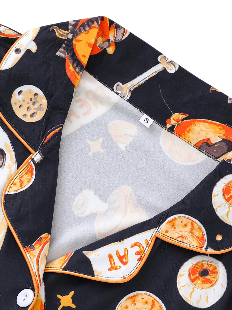 Halloween Pumpkin Ghost Print Pajama Set