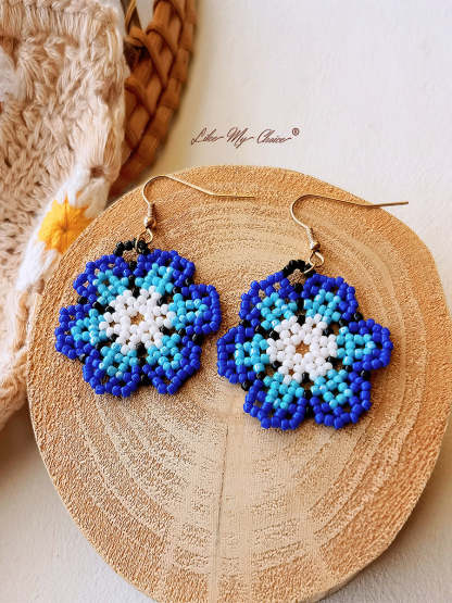 Floral Beaded Braided Drop Earrings