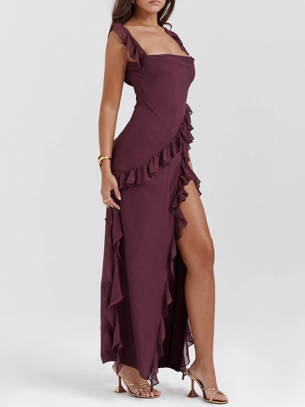 Mulberry Ruffle Maxi Dress