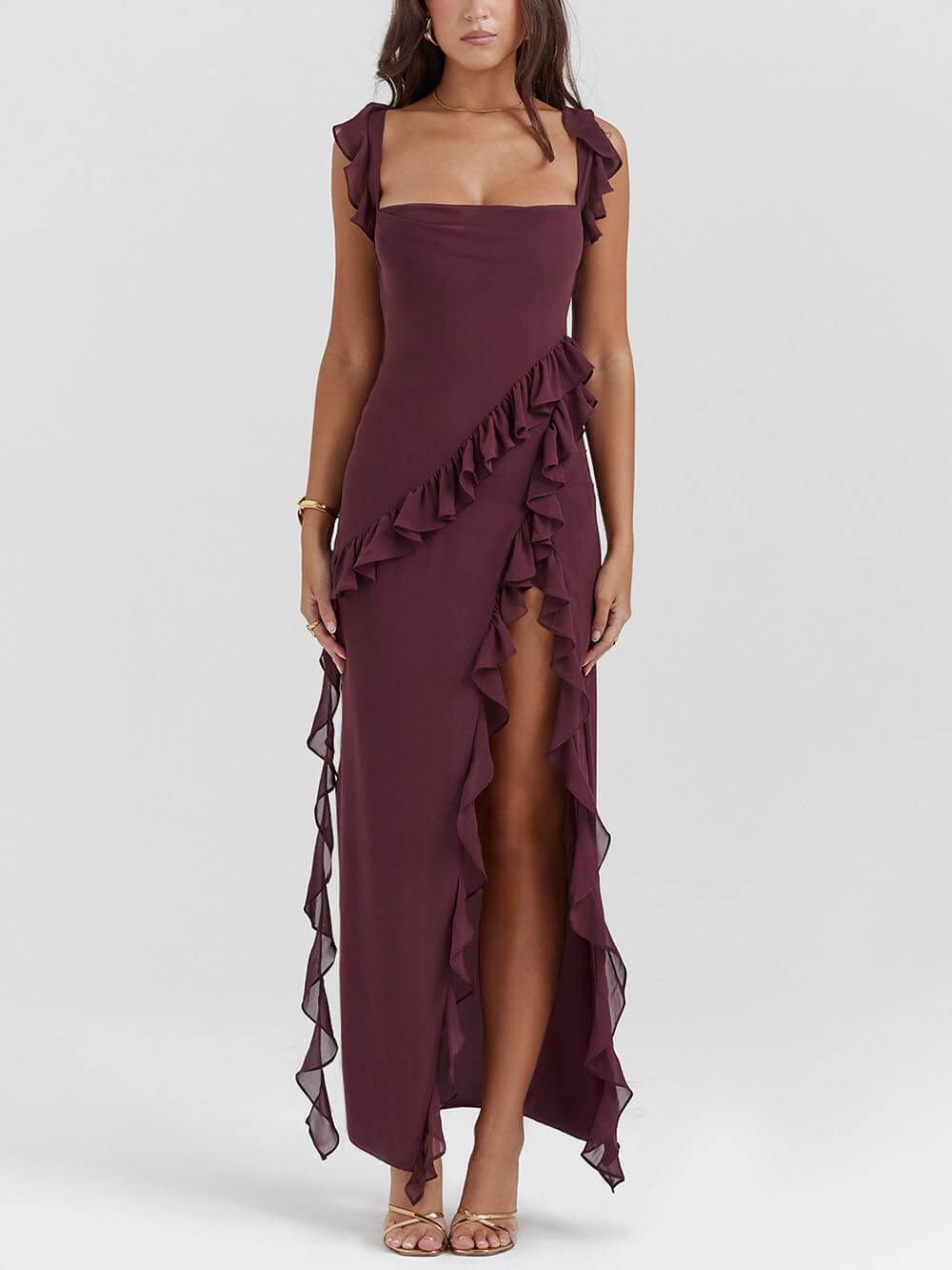 Mulberry Ruffle Maxi Dress