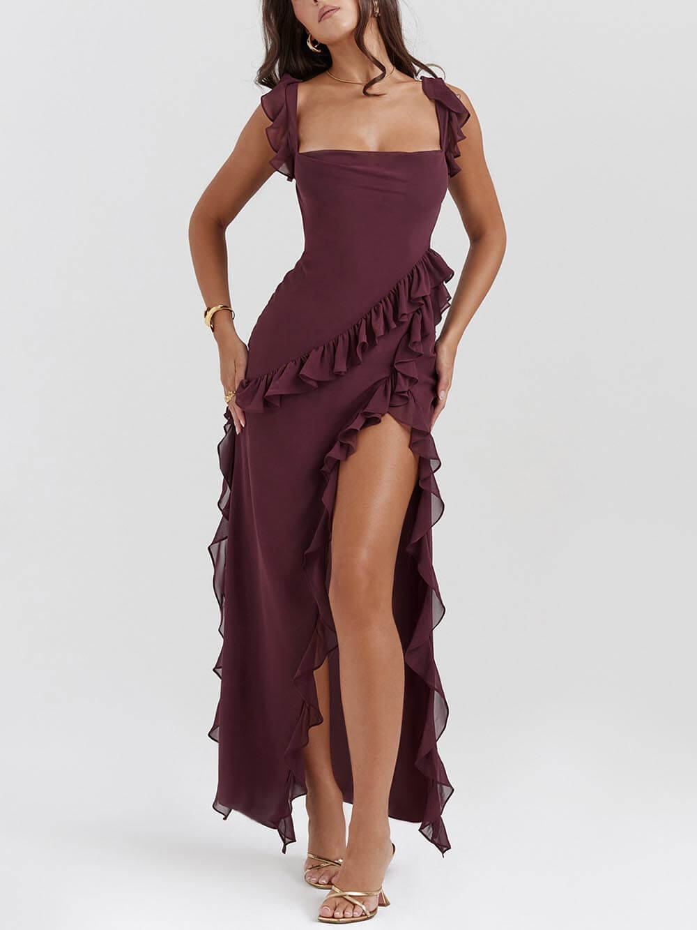 Mulberry Ruffle Maxi Dress