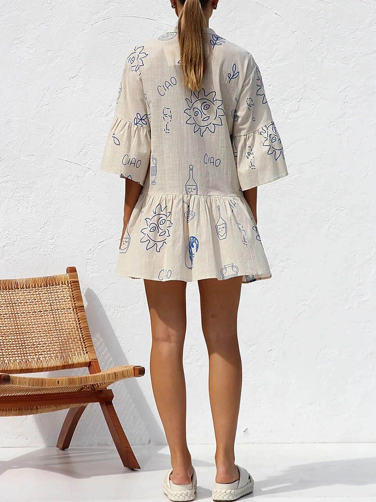 Ethnic Style Loose Shirt Short Dress