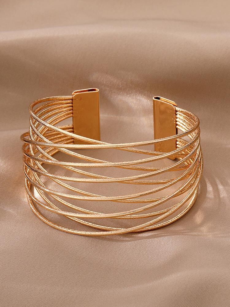 Metal Frosted Multi-Layered Bracelet Geometric Stacking Bracelet