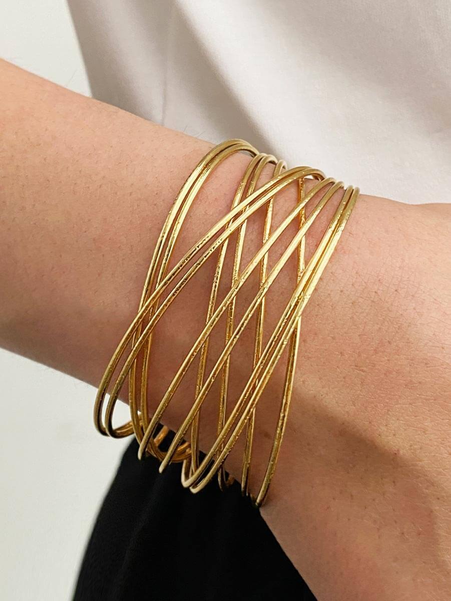 Metal Frosted Multi-Layered Bracelet Geometric Stacking Bracelet