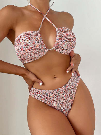 Floral Halter Bikini Suit