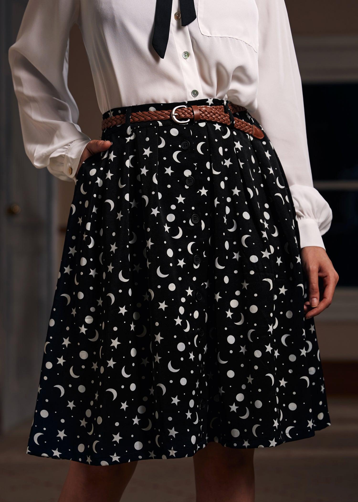 Moon and Star Print Skirt