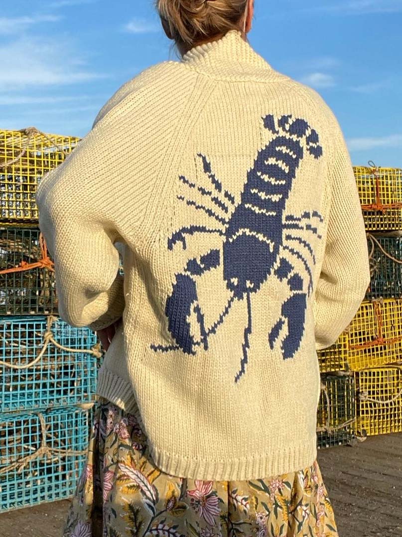 Fun Blue Lobster Cardigan Sweater Jacket