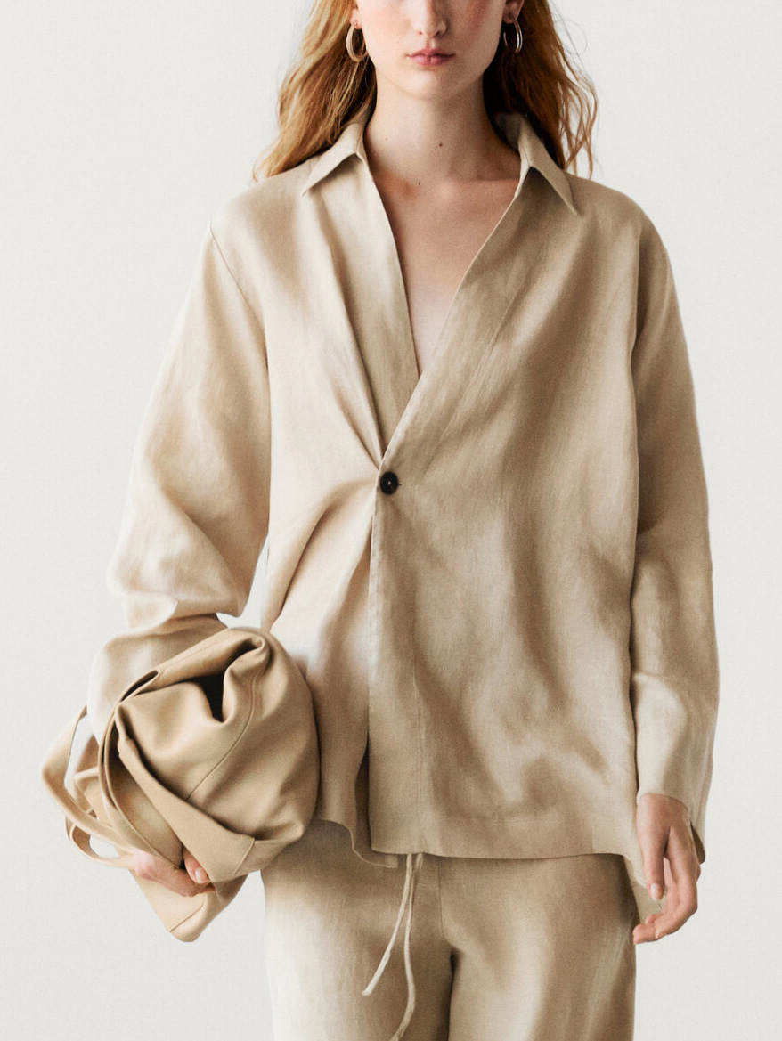 Modern Irregular Single Button Wrap Loose Shirt