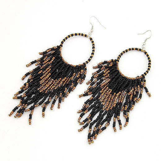 Boho Ethnic Long Tassel Beaded Earrings