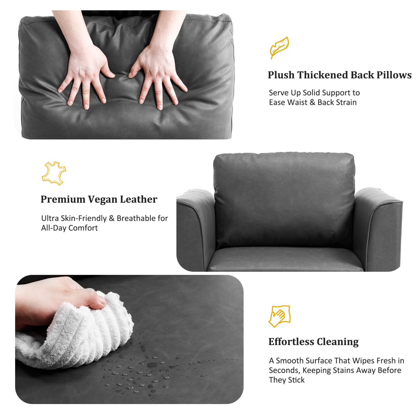 Pationate Faux Leather Sectional Couches for Living Room, 138.5" U Shaped 7 Seater