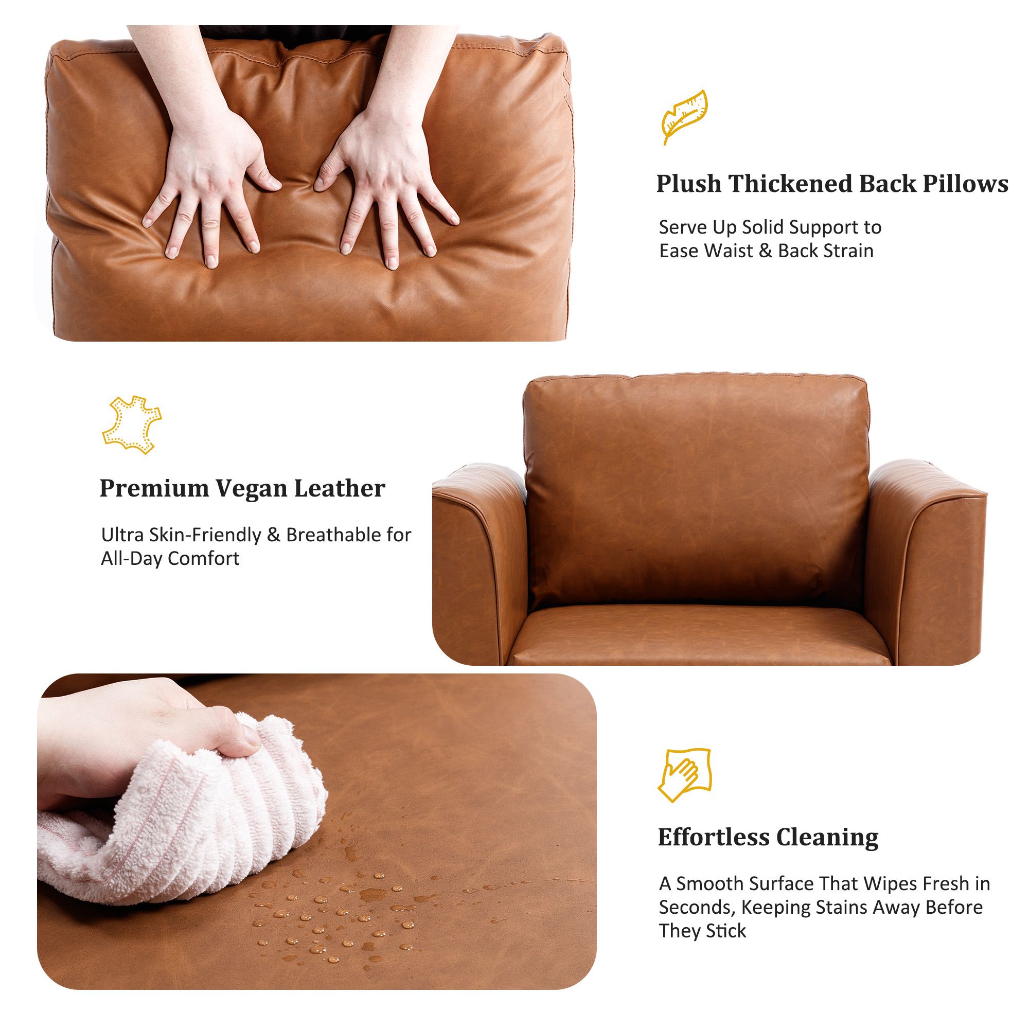 Pationate Faux Leather Sectional Couches for Living Room, 138.5" U Shaped 10 Seater