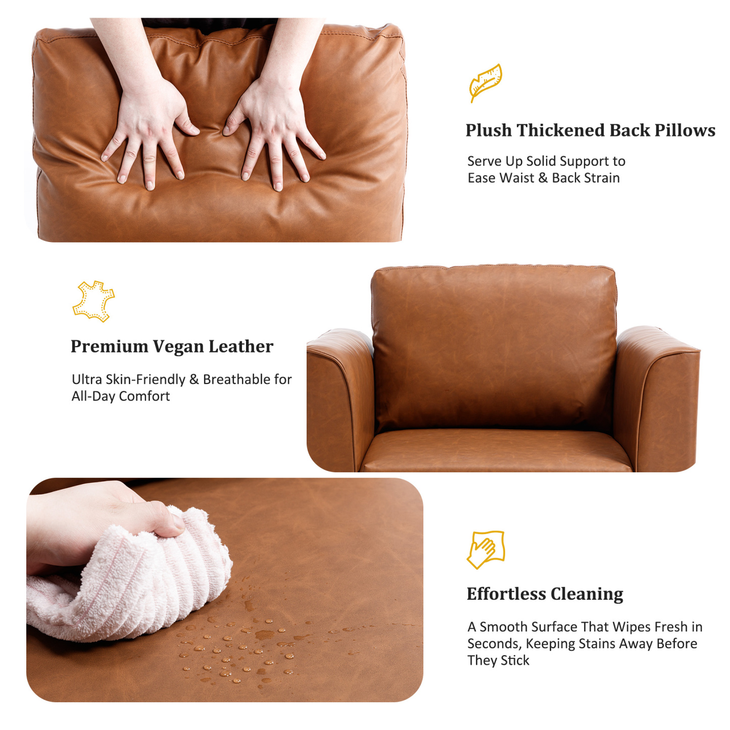 Pationate Faux Leather Sectional Couches for Living Room, 138.5" U Shaped 10 Seater