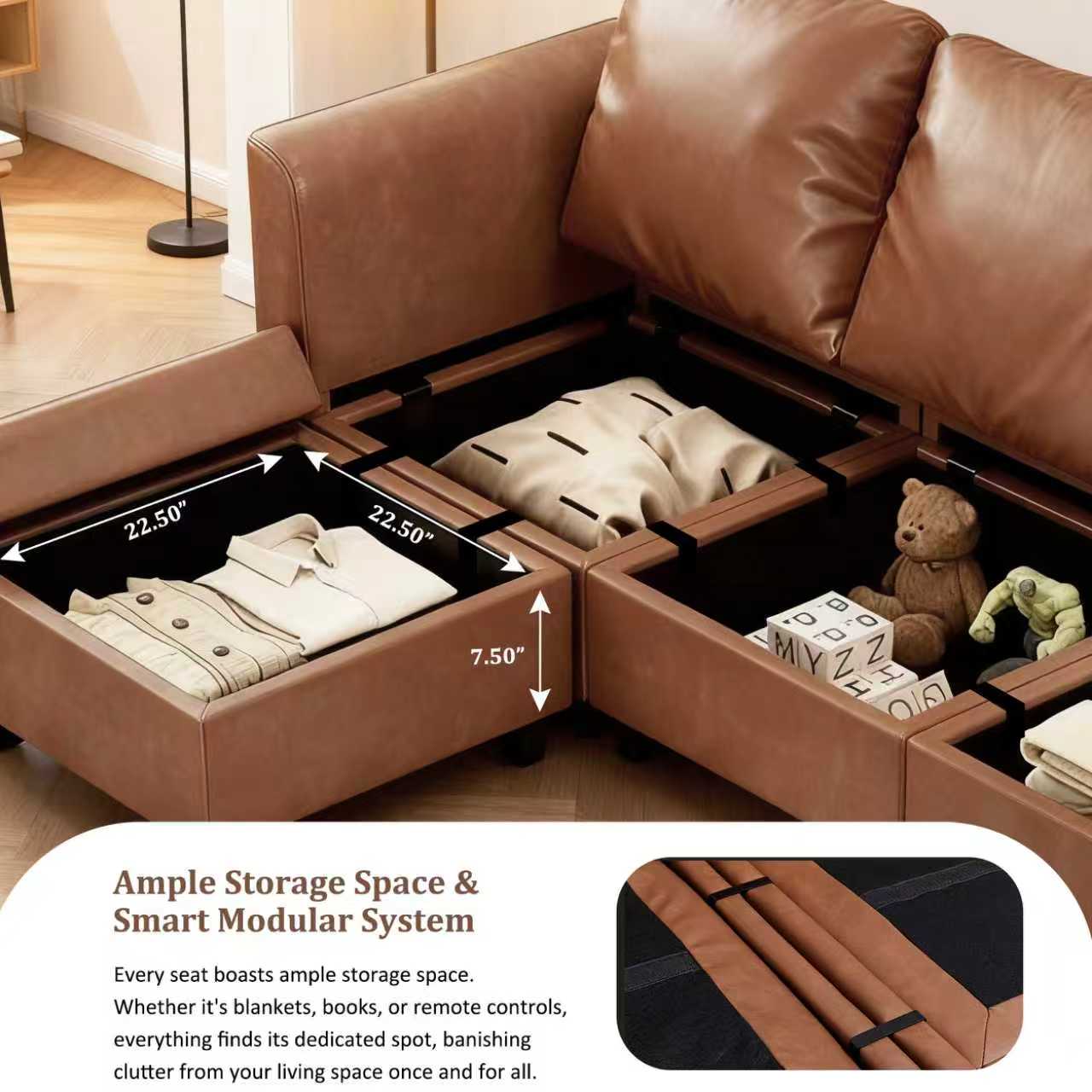 Pationate Faux Leather Sectional Couches for Living Room, 138.5" U Shaped 10 Seater