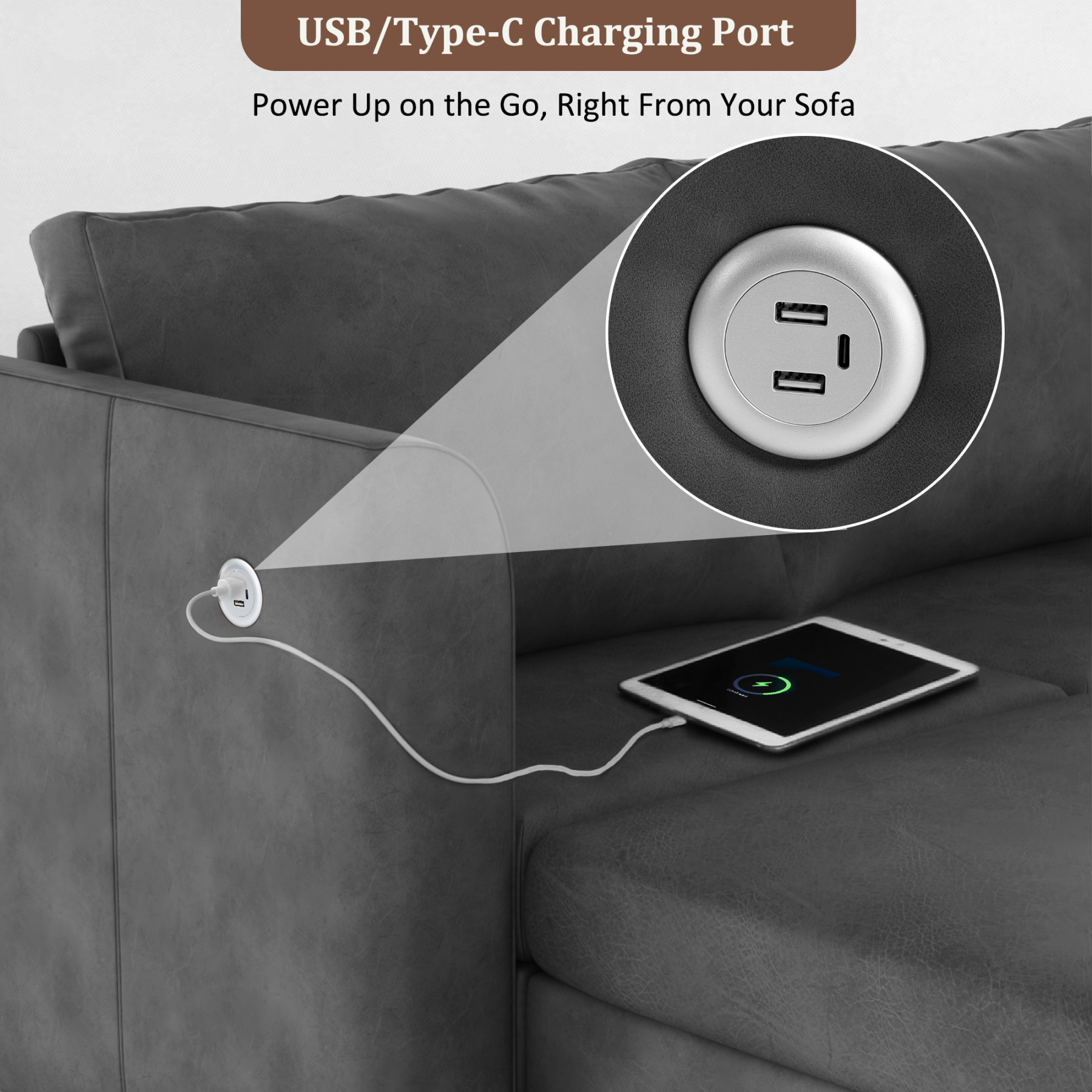 Pationate Faux Leather Sectional Couches for Living Room, 138.5" U Shaped 7 Seater