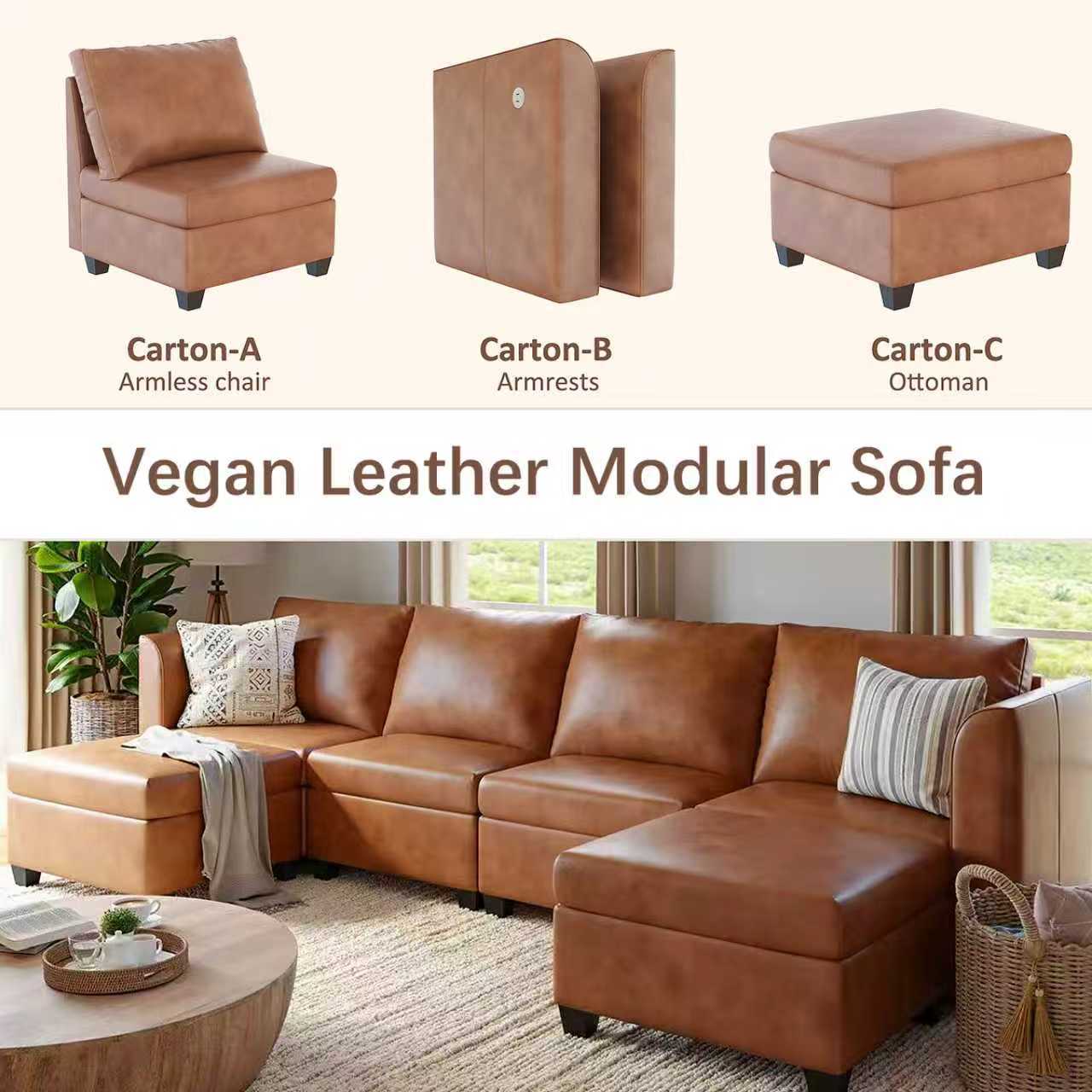 Pationate Faux Leather Sectional Couches for Living Room, 138.5" U Shaped 10 Seater