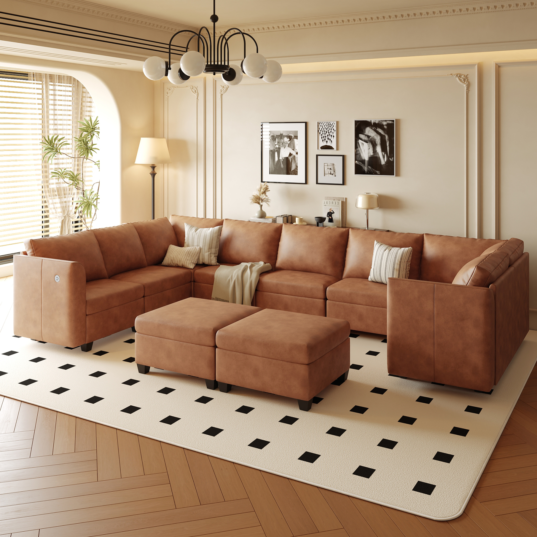 Pationate Faux Leather Sectional Couches for Living Room, 138.5" U Shaped 10 Seater