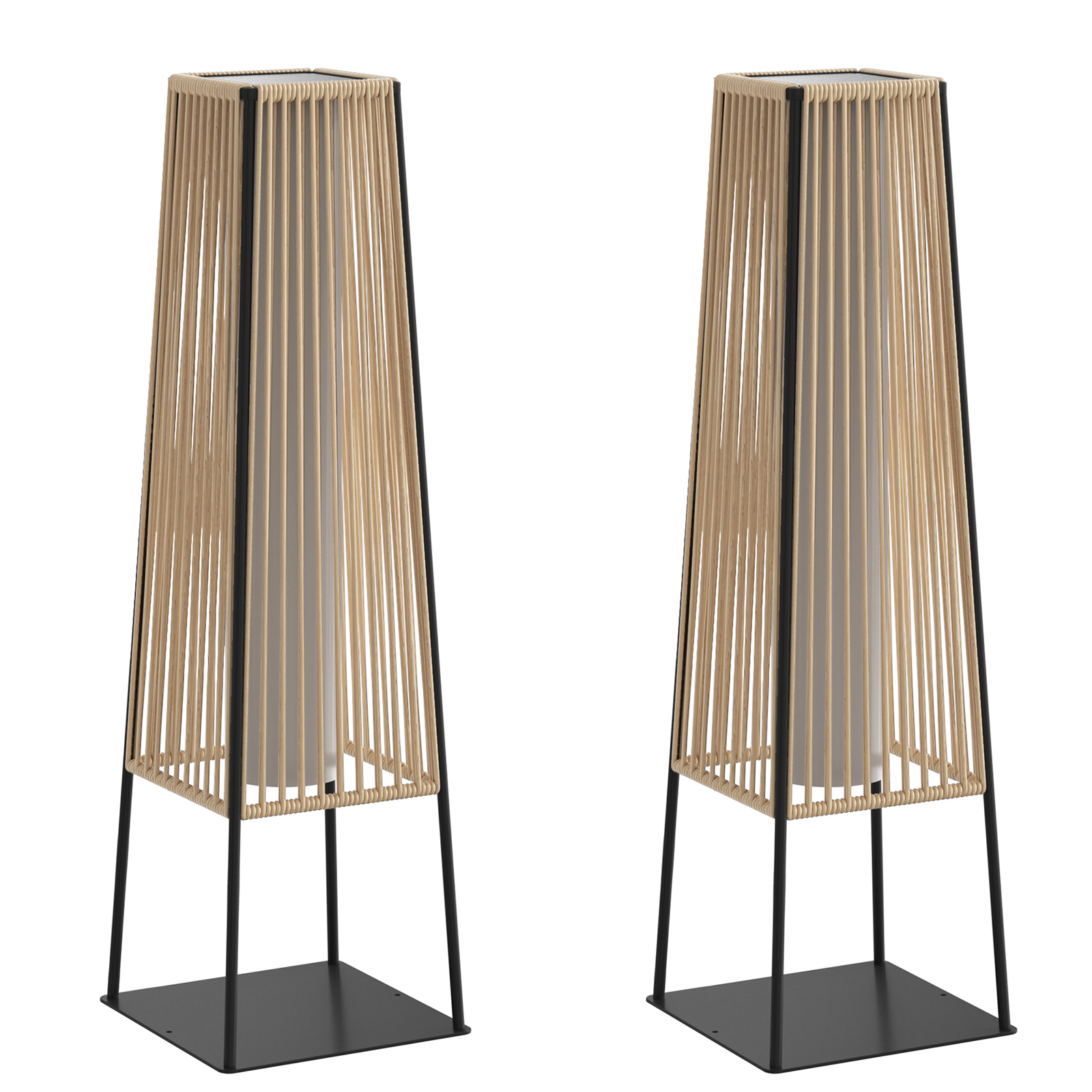 Outdoor Floor Lamp Set of 2, Rattan Solar Lanterns Outdoor Waterproof (UPC: 772510738314)