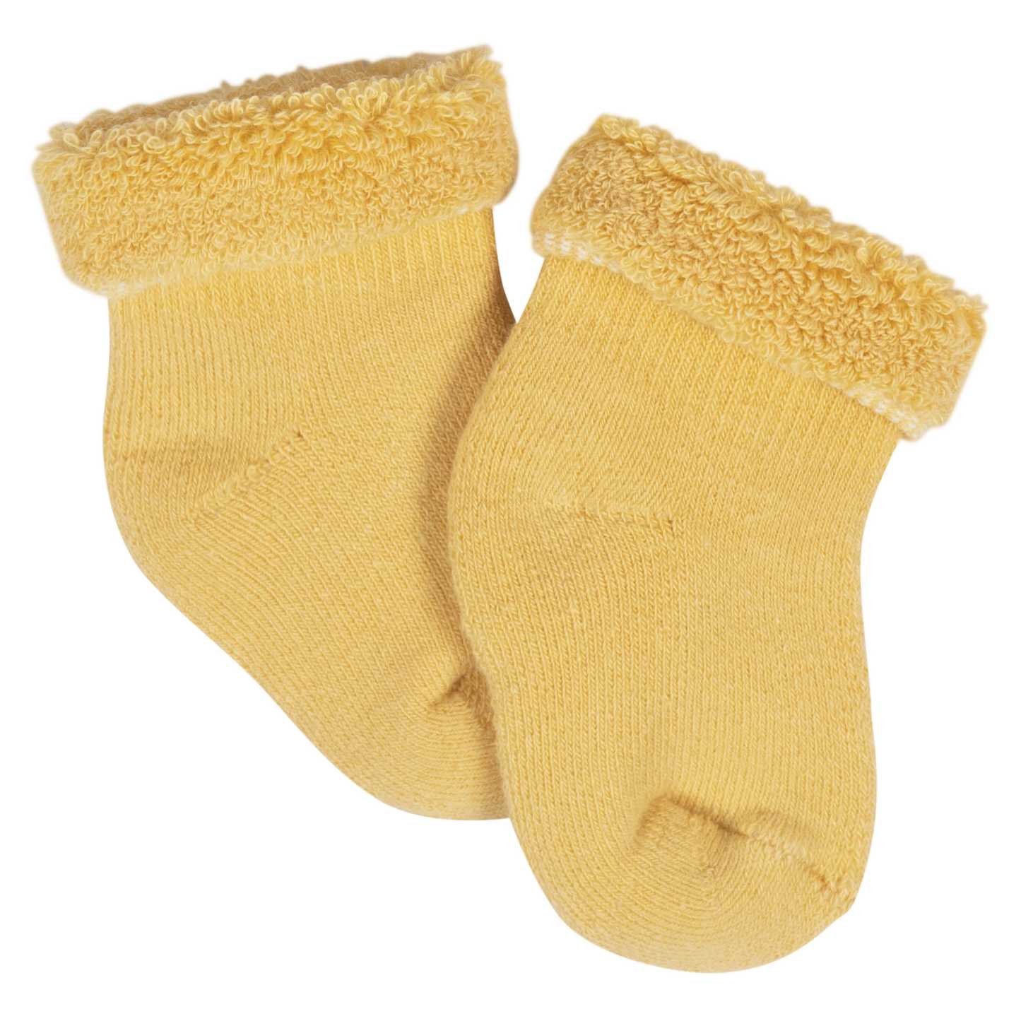 12-Pack Baby Girls Golden Floral Terry Wiggle Proof Socks