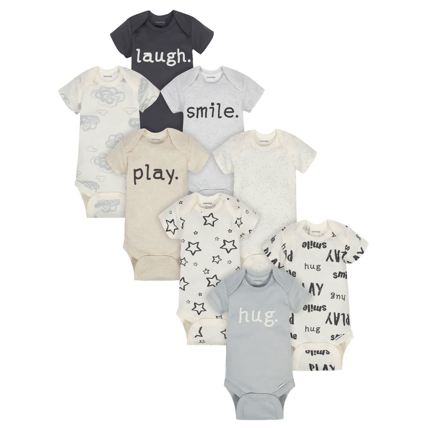 8-Pack Baby Neutral Words Onesies Brand Bodysuits