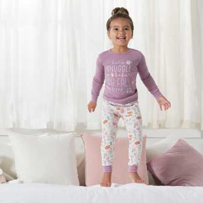 4-Piece Infant & Toddler Girls Purple Woodland Snug Fit Cotton Pajamas