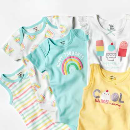 4-Pack Baby Girls Dots Of Rainbows Tank Onesies Bodysuits