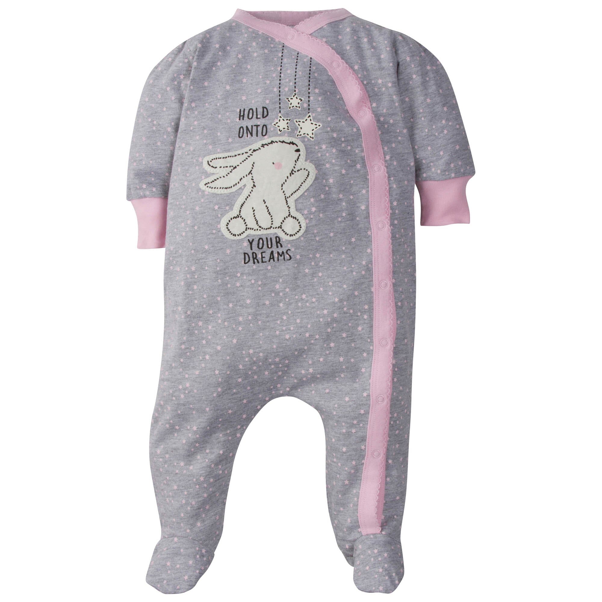 4-Pack Baby Girls Bunny Zip Front Sleep ‘N Plays