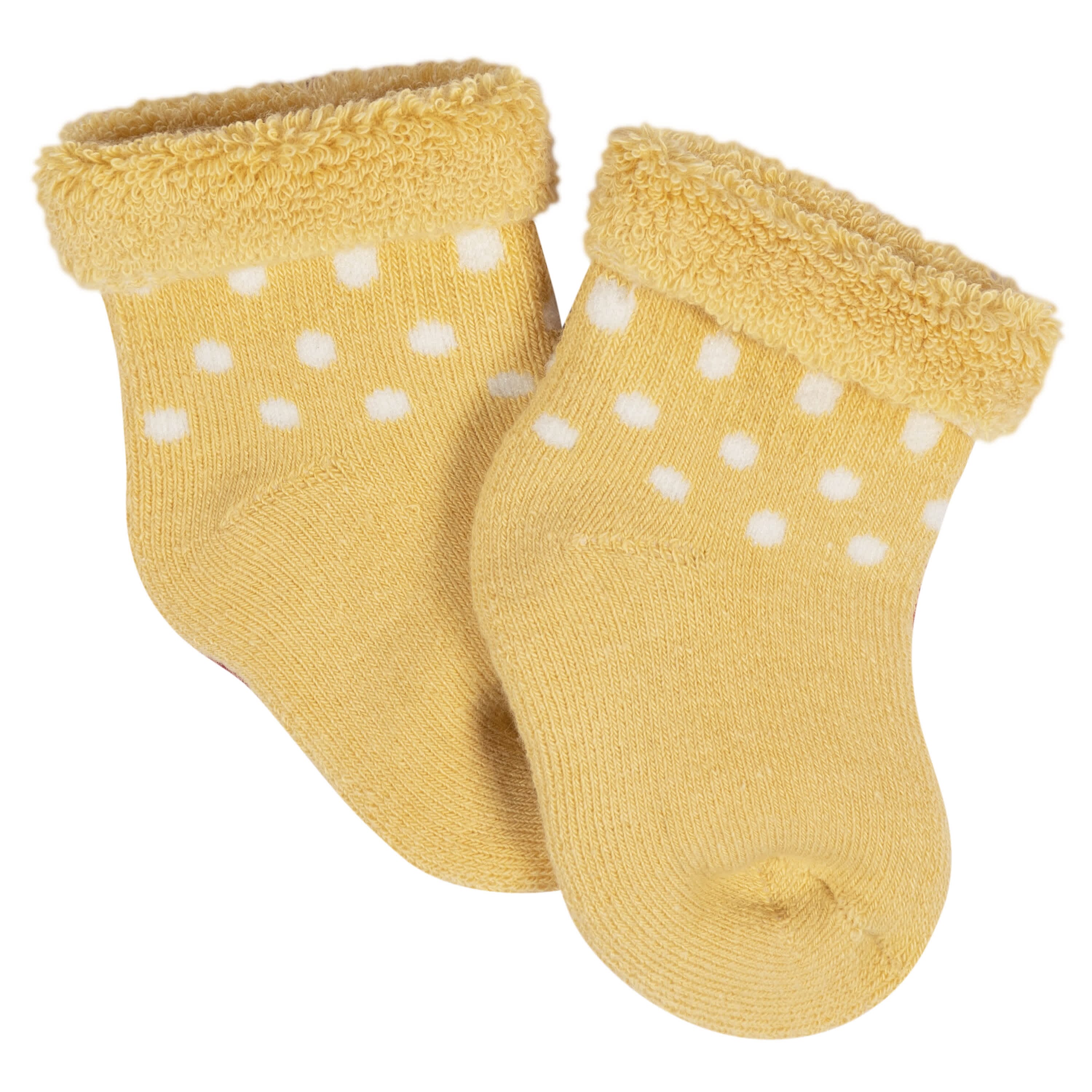 12-Pack Baby Girls Golden Floral Terry Wiggle Proof Socks