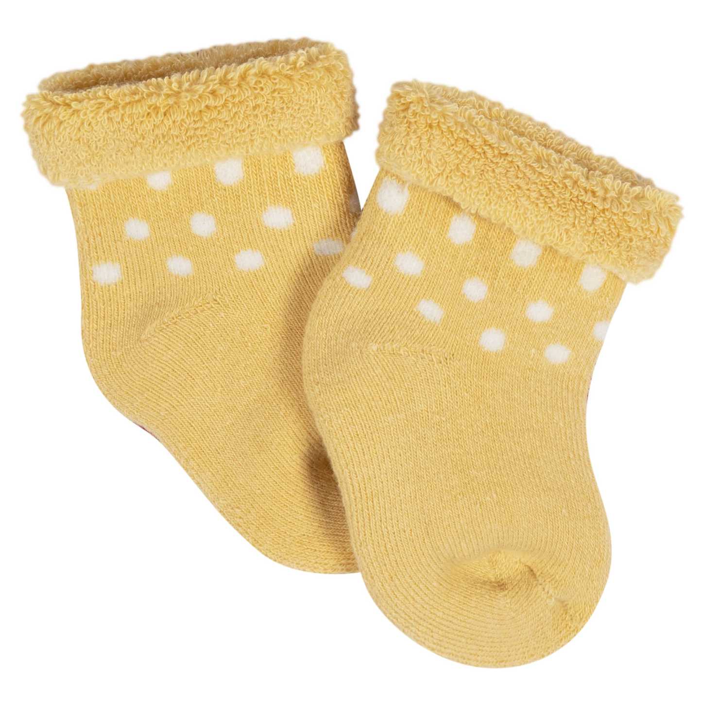 12-Pack Baby Girls Golden Floral Terry Wiggle Proof Socks
