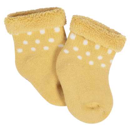 12-Pack Baby Girls Golden Floral Terry Wiggle Proof Socks