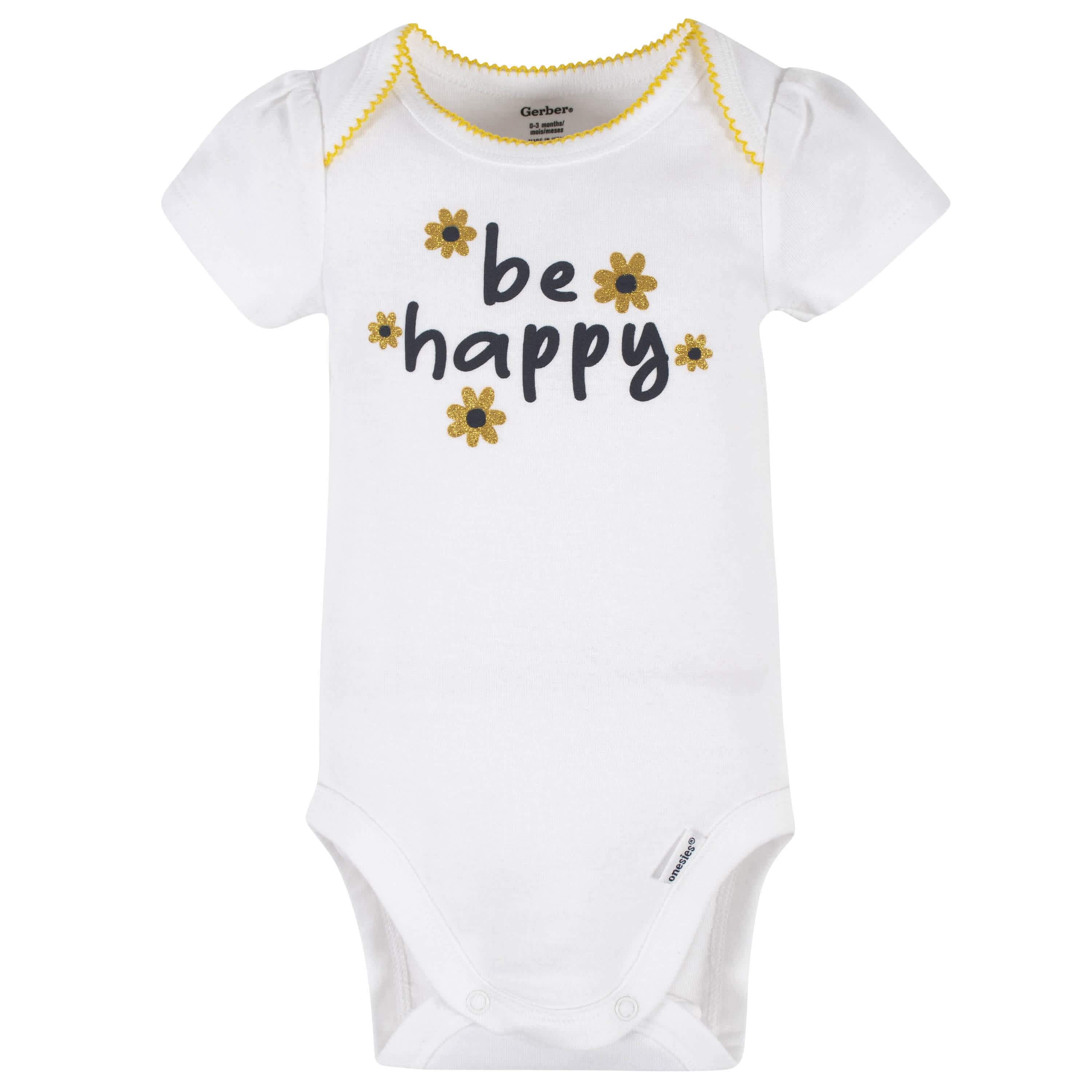 4-Piece Baby Girls Bee Garden Onesies Bodysuit, Tee, Skort & Pant Set