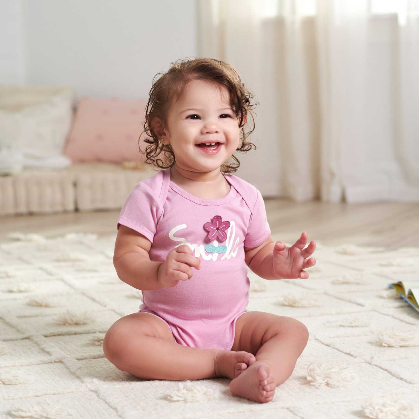 8-Pack Baby Girls Lavender Garden Onesies Bodysuits