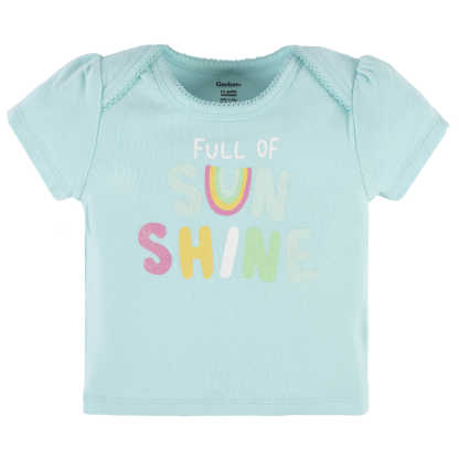 4-Piece Baby Girls Dots Of Rainbows Onesies Bodysuit, Tee, Skort & Pant Set