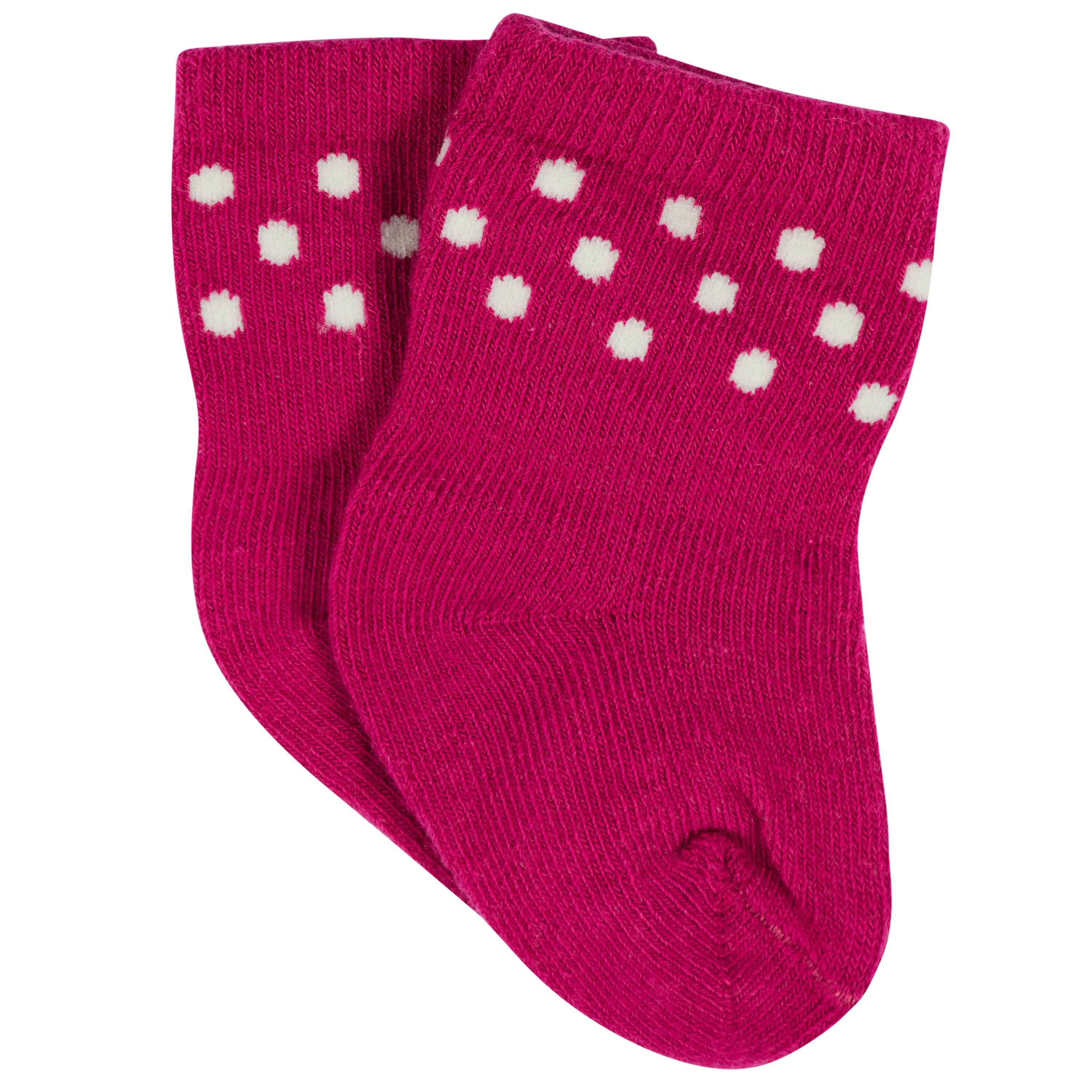 12-Pack Baby & Toddler Girls Floral Fox Jersey Crew Wiggle Proof Socks