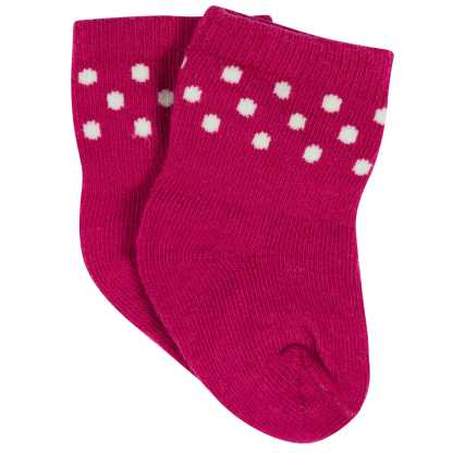 12-Pack Baby & Toddler Girls Floral Fox Jersey Crew Wiggle Proof Socks