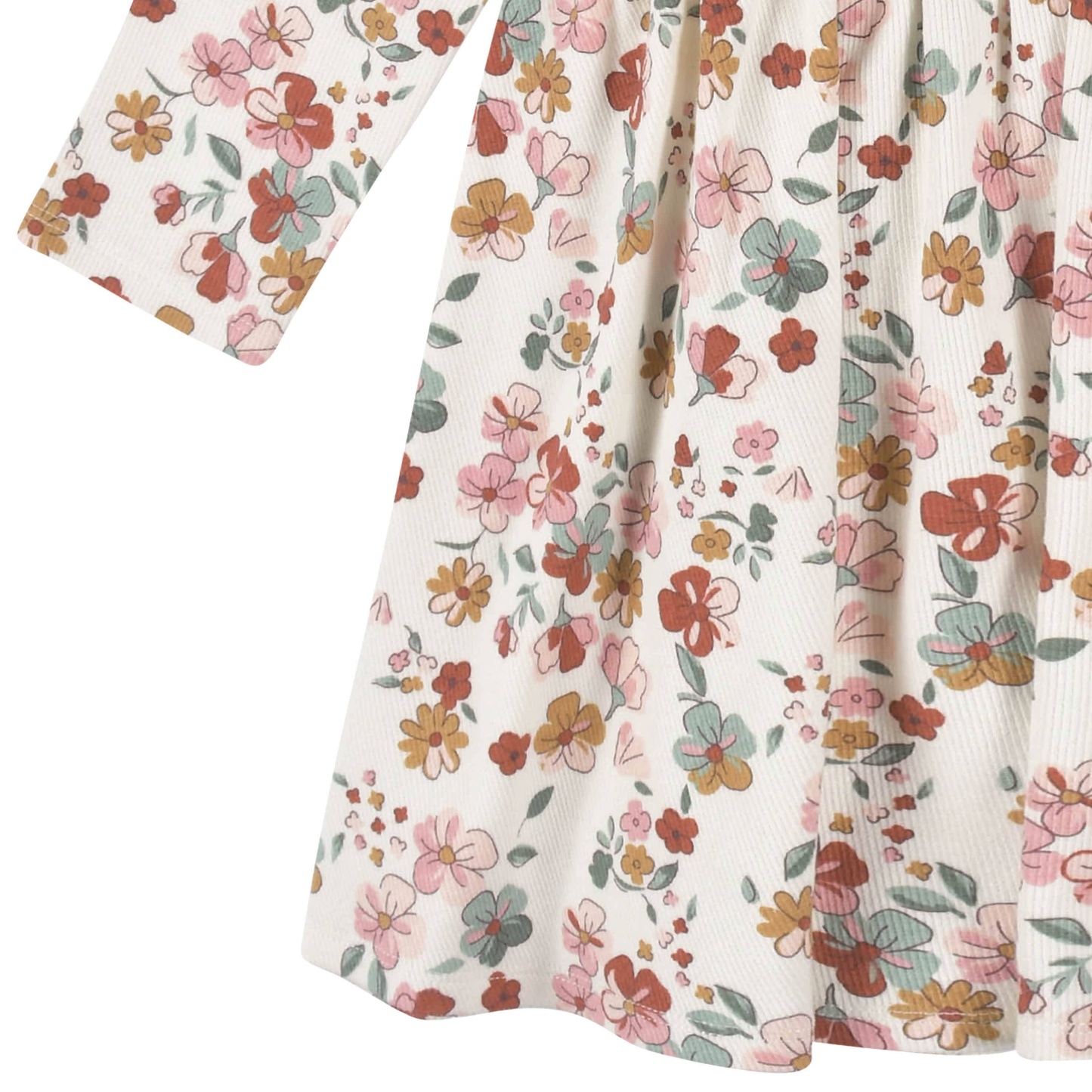 2-Pack Infant & Toddler Girls Mint Floral Long Sleeve Dresses