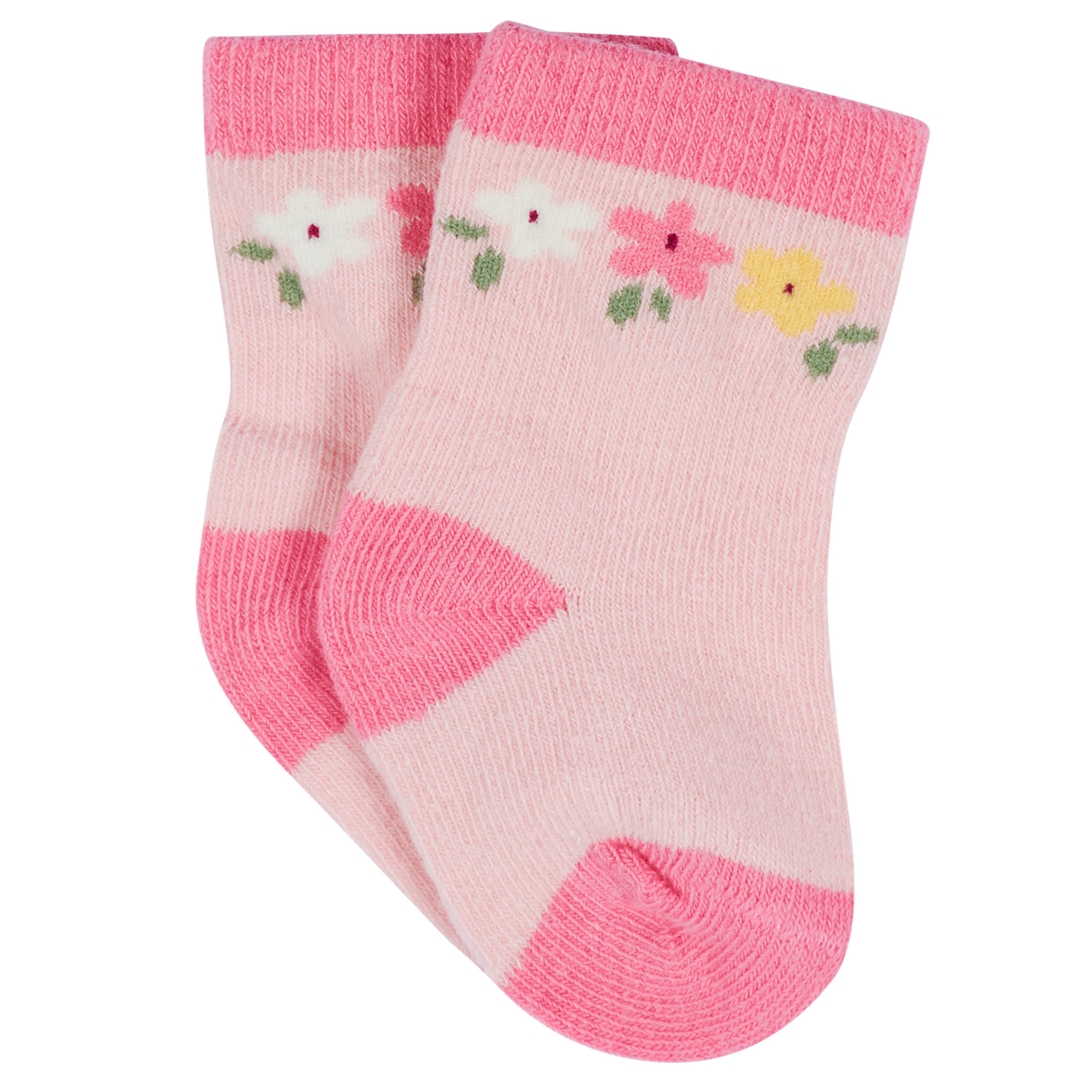 12-Pack Baby & Toddler Girls Floral Fox Jersey Crew Wiggle Proof Socks