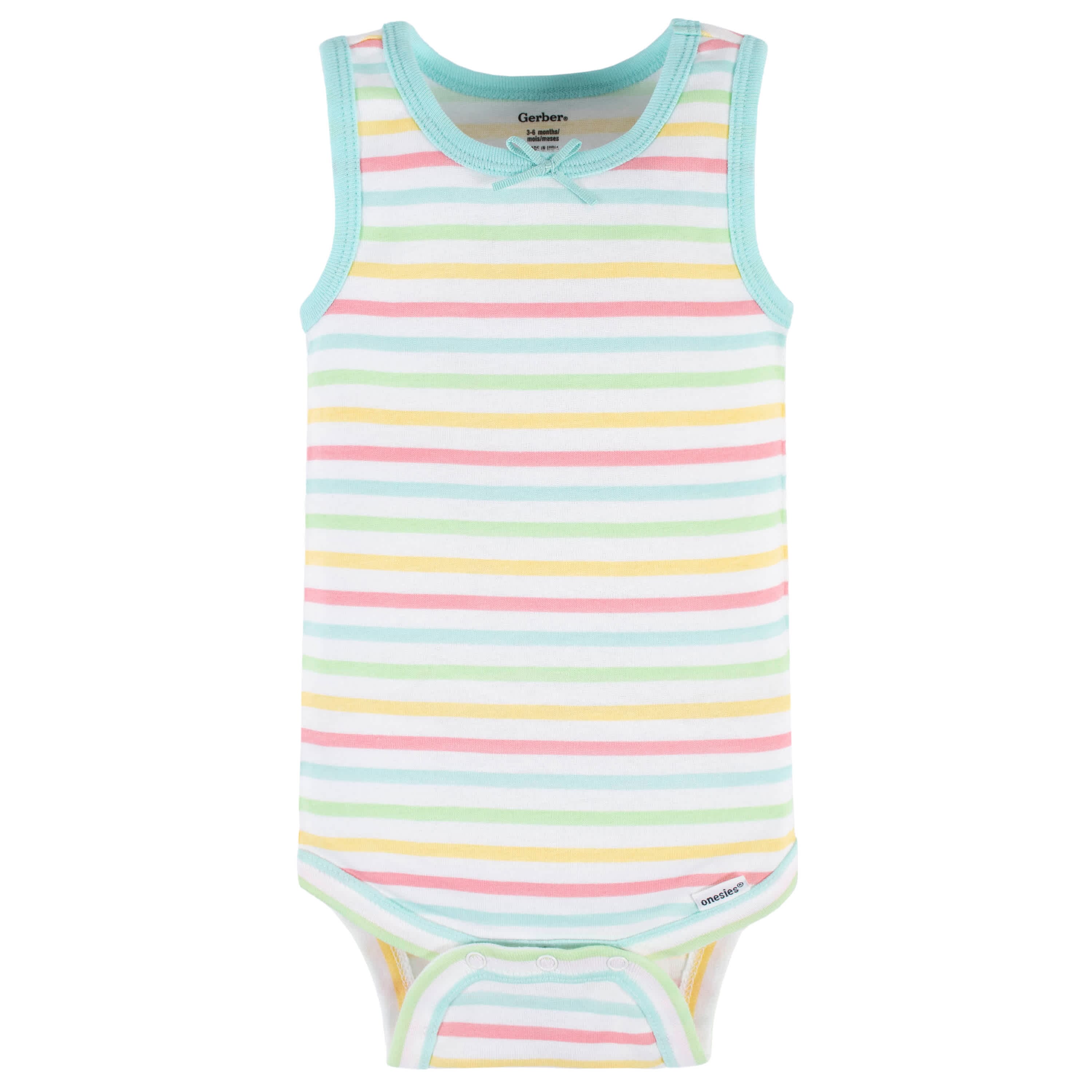4-Pack Baby Girls Dots Of Rainbows Tank Onesies Bodysuits