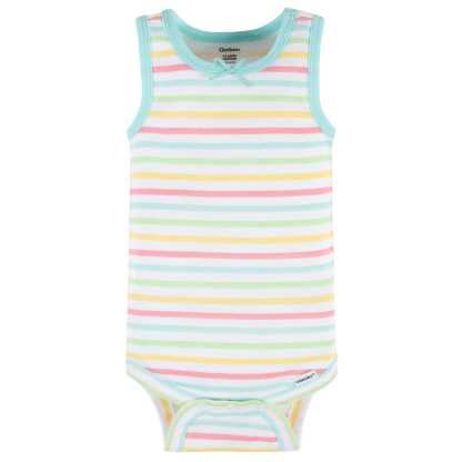 4-Pack Baby Girls Dots Of Rainbows Tank Onesies Bodysuits