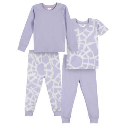 4-Piece Infant & Toddler Girls Tie Dye Dots Snug Fit Pajamas