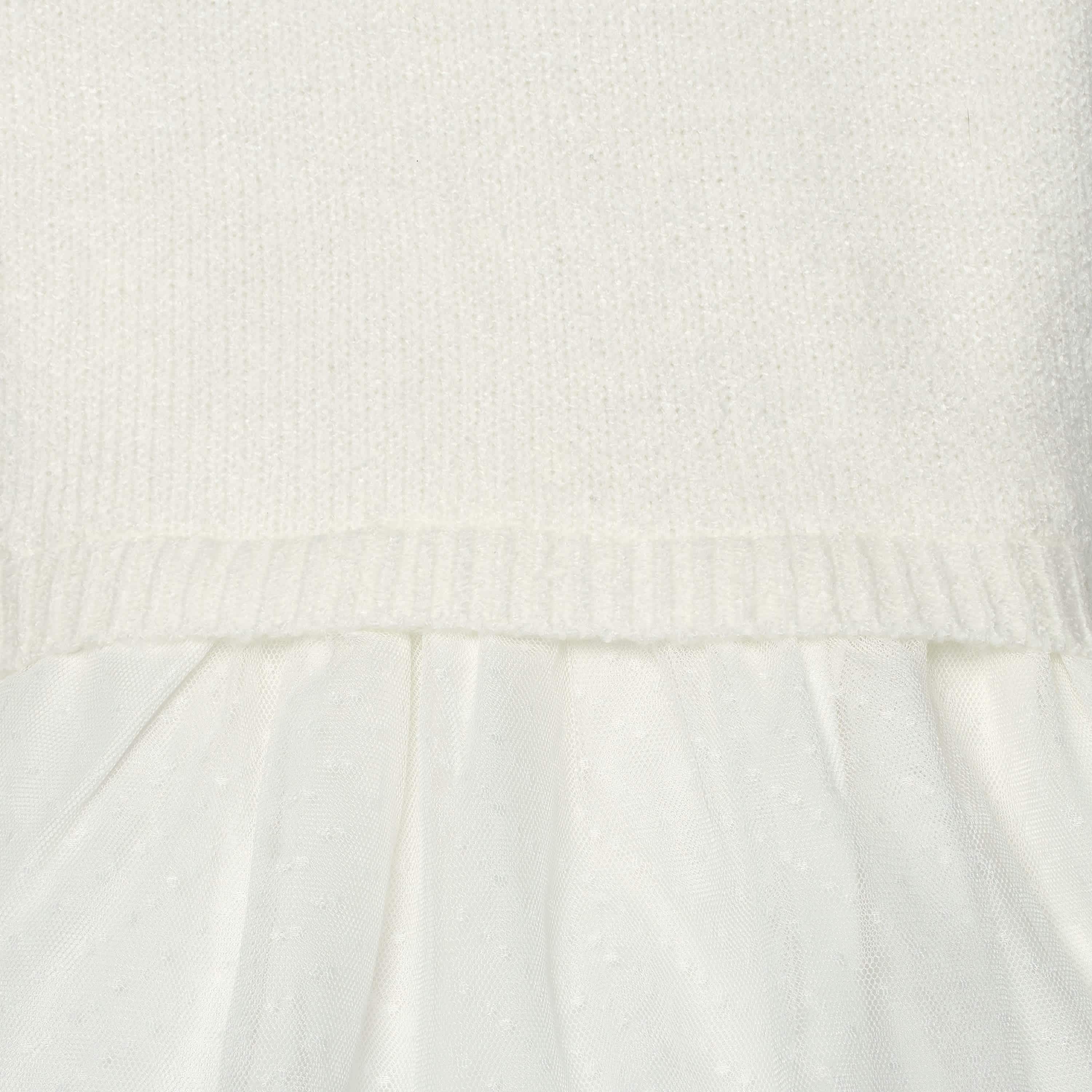 Infant & Toddler Girls White Sweater Dress With Tulle Skirt