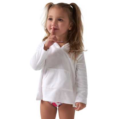 Baby & Toddler Girls White Hooded Kangaroo Pocket Terry Coverup