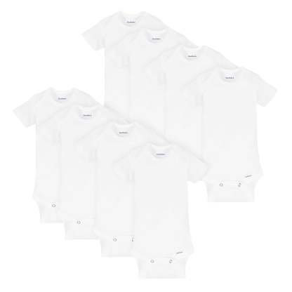 8-Pack Baby White Short-Sleeve Onesies Bodysuits