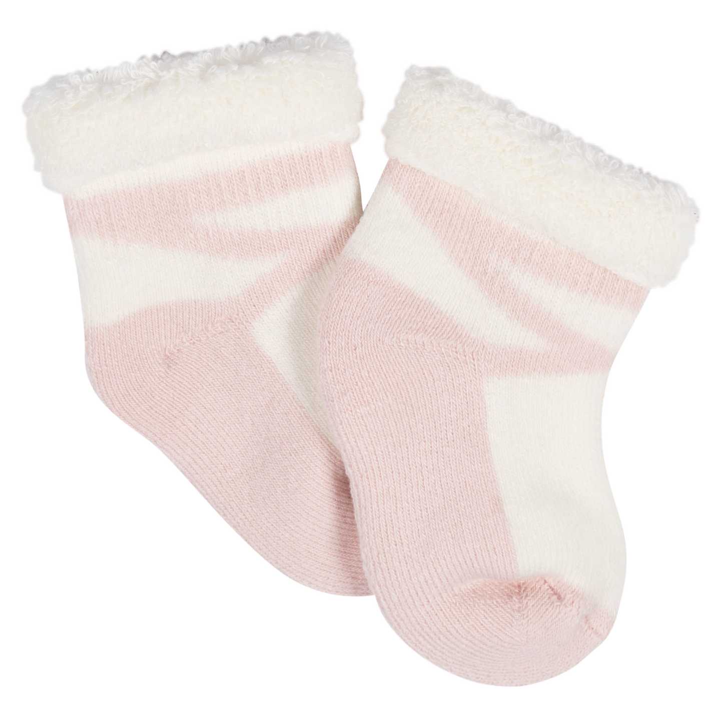 12-Pack Baby Girls Golden Floral Terry Wiggle Proof Socks