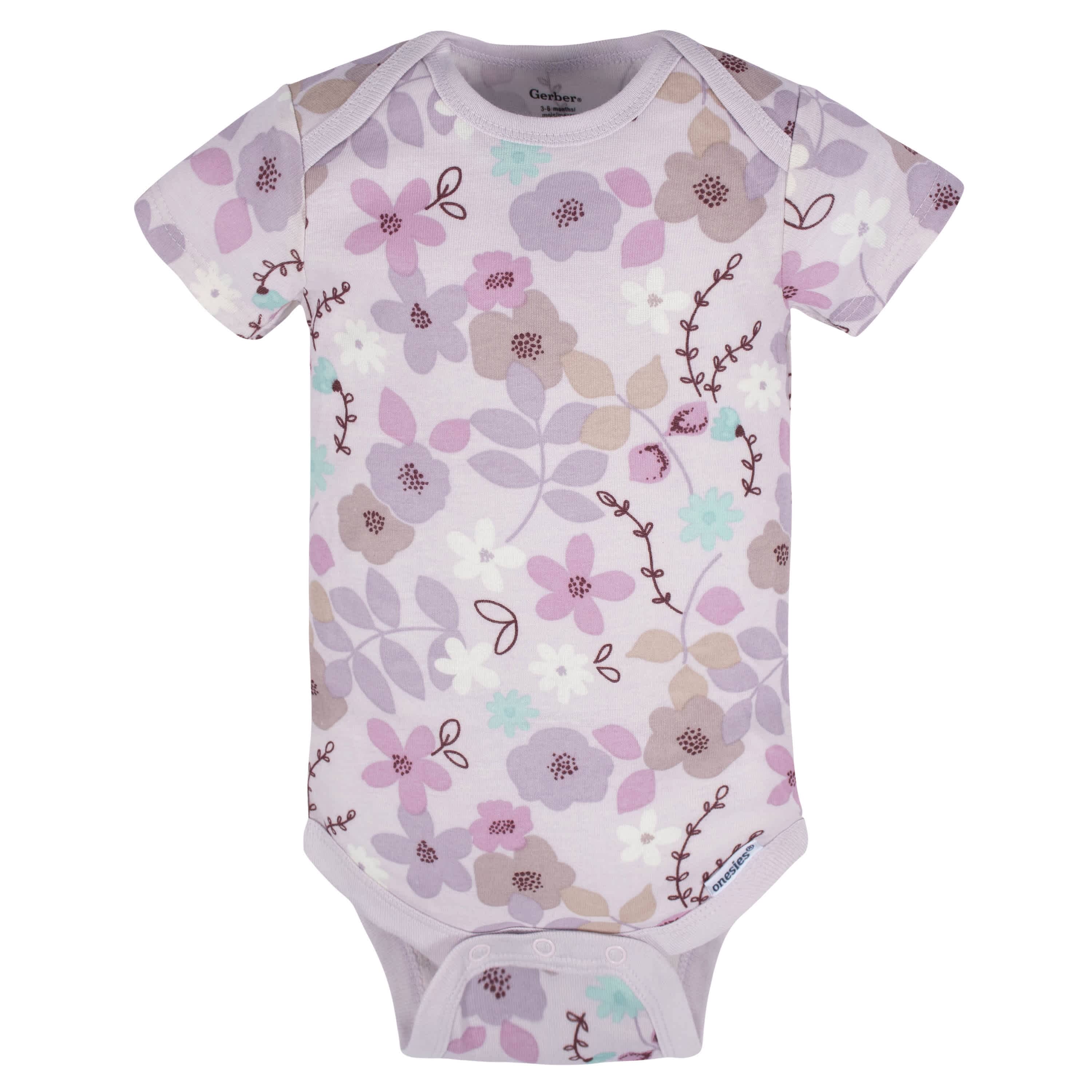 8-Pack Baby Girls Lavender Garden Onesies Bodysuits