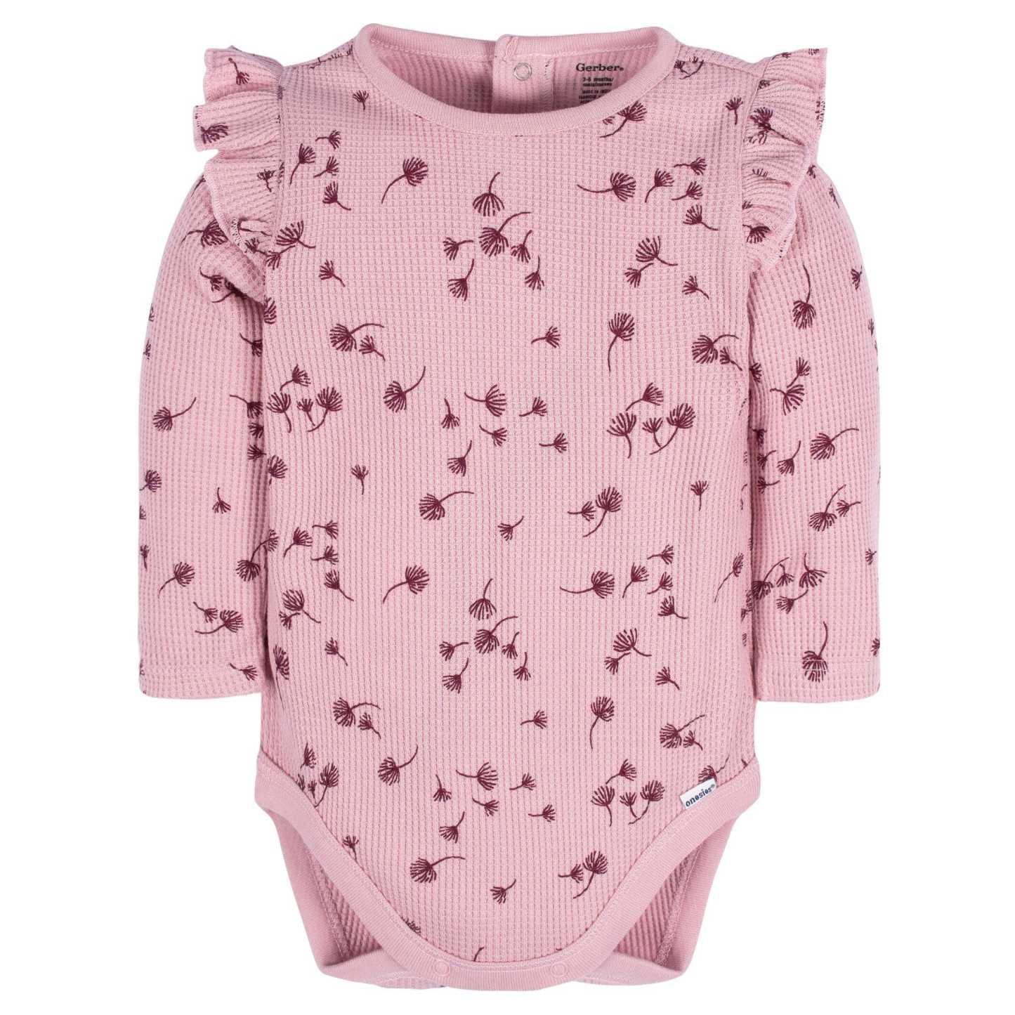 2-Pack Baby Girls Dandelions Long Sleeve Onesies Bodysuits
