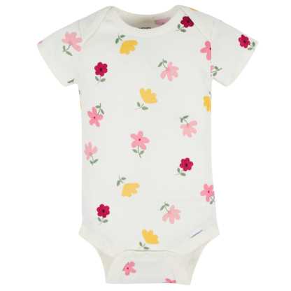 8-Pack Baby Girls Floral Fox Short Sleeve Onesies Bodysuits