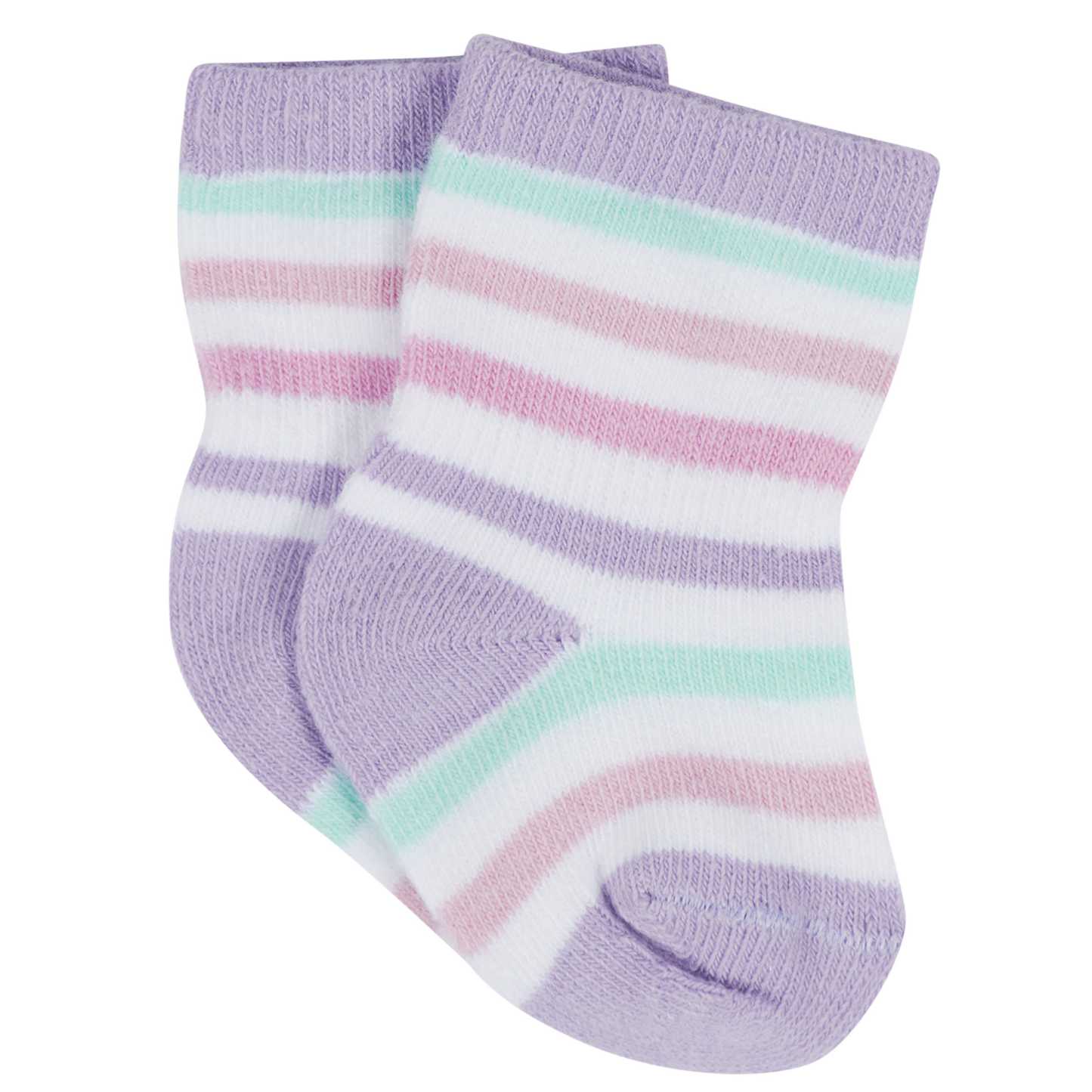 12-Pack Baby & Toddler Girls Rainbow Floral Jersey Crew Wiggle Proof Socks