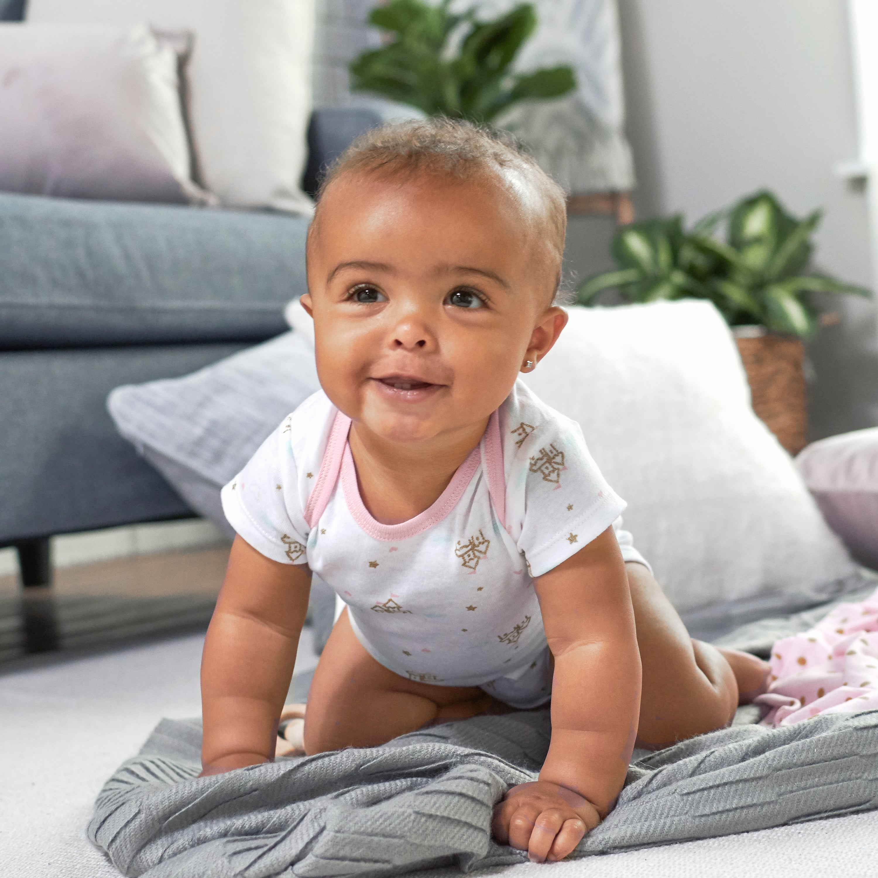 8-pack Baby Girls' Castle Short Sleeve Onesies Bodysuits